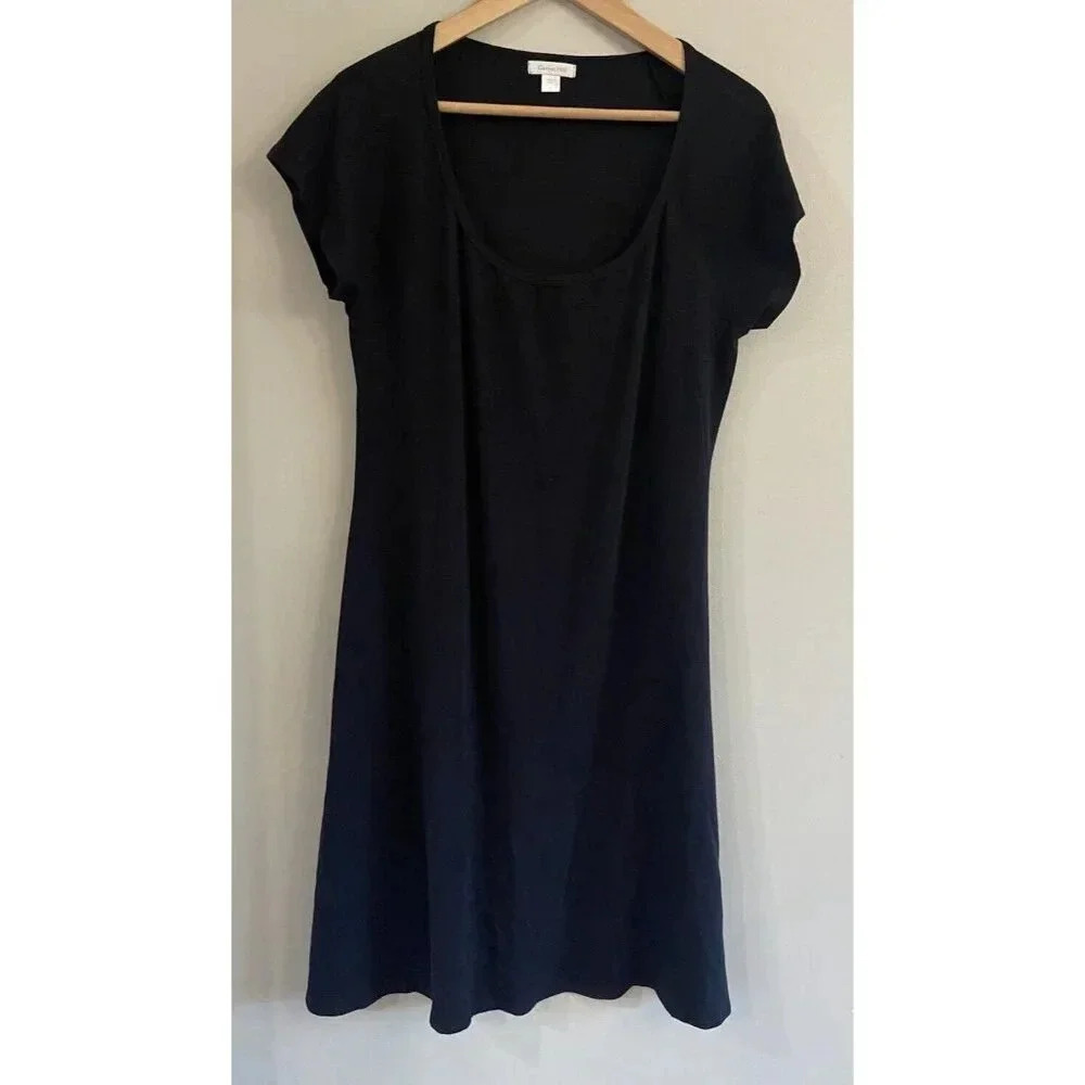 Garnet Hill T Shirt Dress Short Sleeve Black Medium M